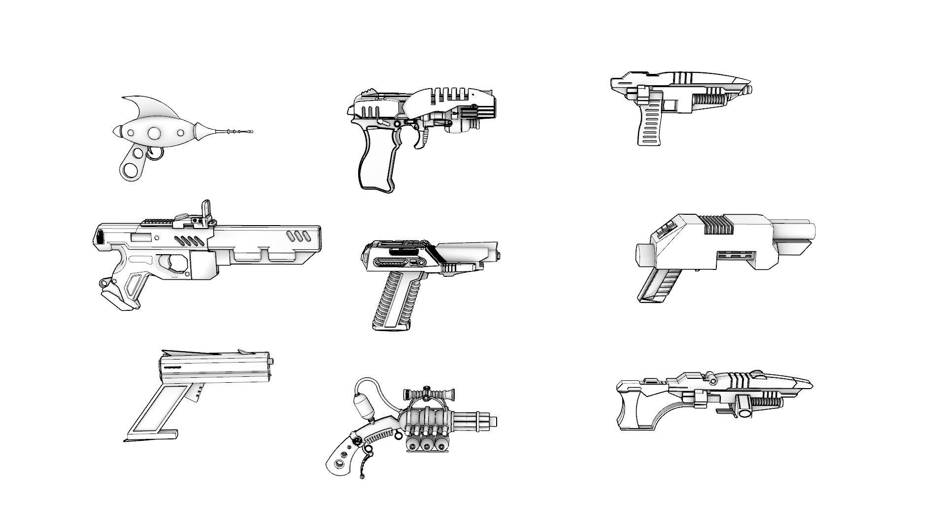 Sci-Fi Weapons Pack 3D model_7