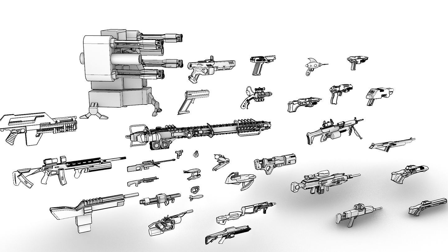 Sci-Fi Weapons Pack 3D model_1