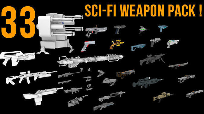 Sci-Fi Weapons Pack 3D model