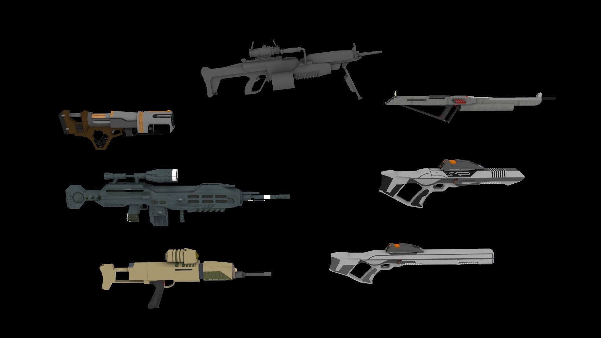 Sci-Fi Weapons Pack 3D model_3