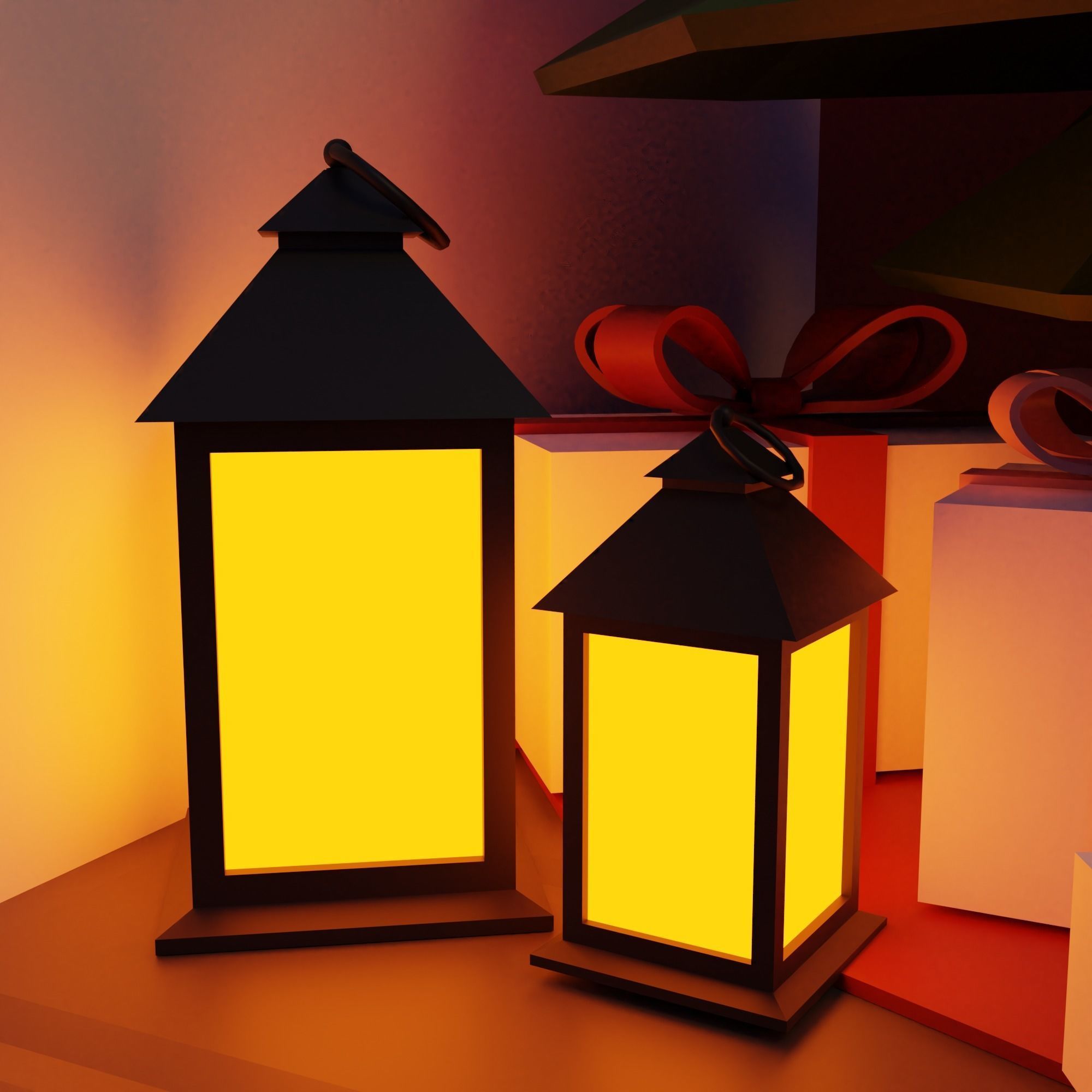 Christmas Living-room Low-poly 3D model_16
