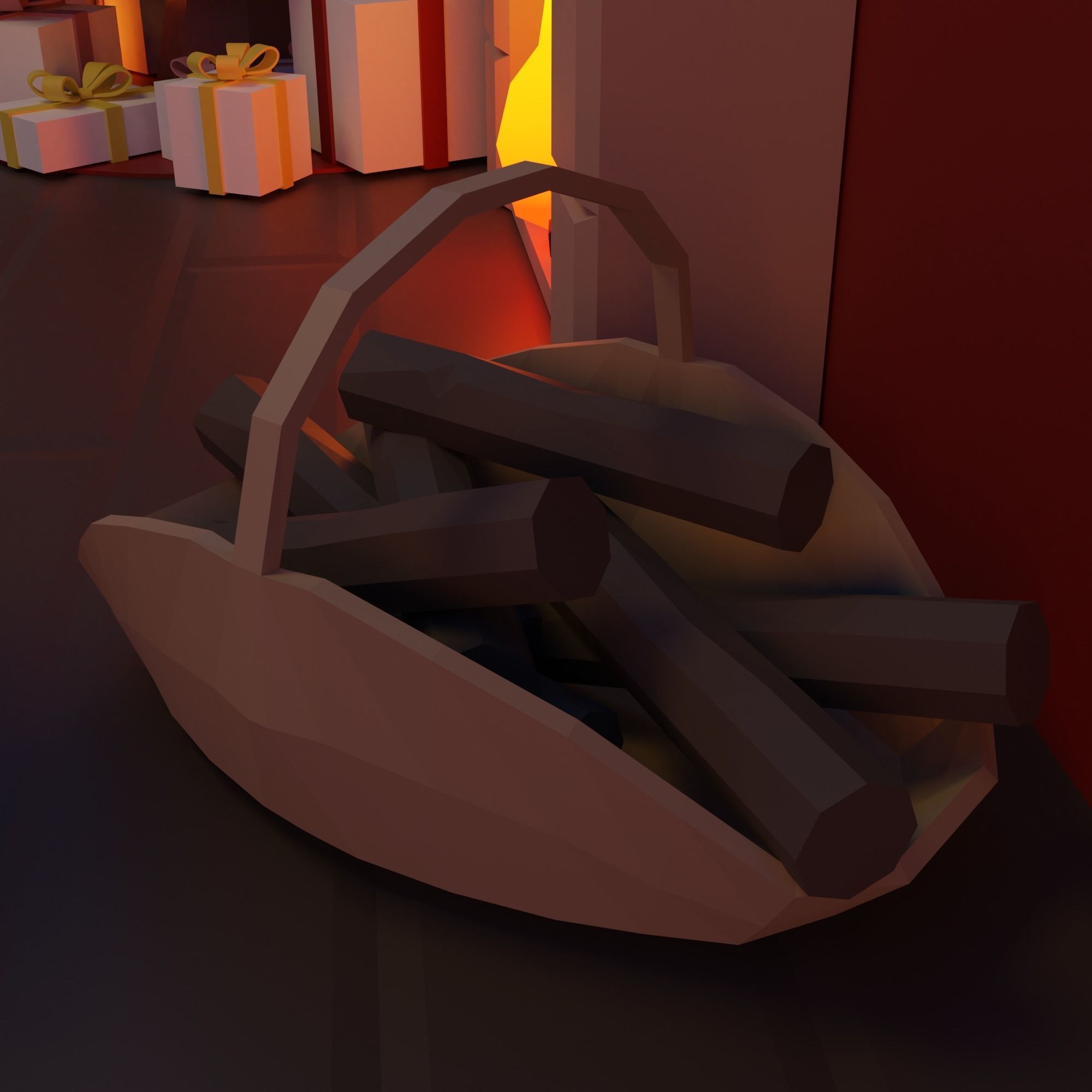 Christmas Living-room Low-poly 3D model_6