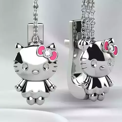 Hello Kitty Girls Earrings 3D print model
