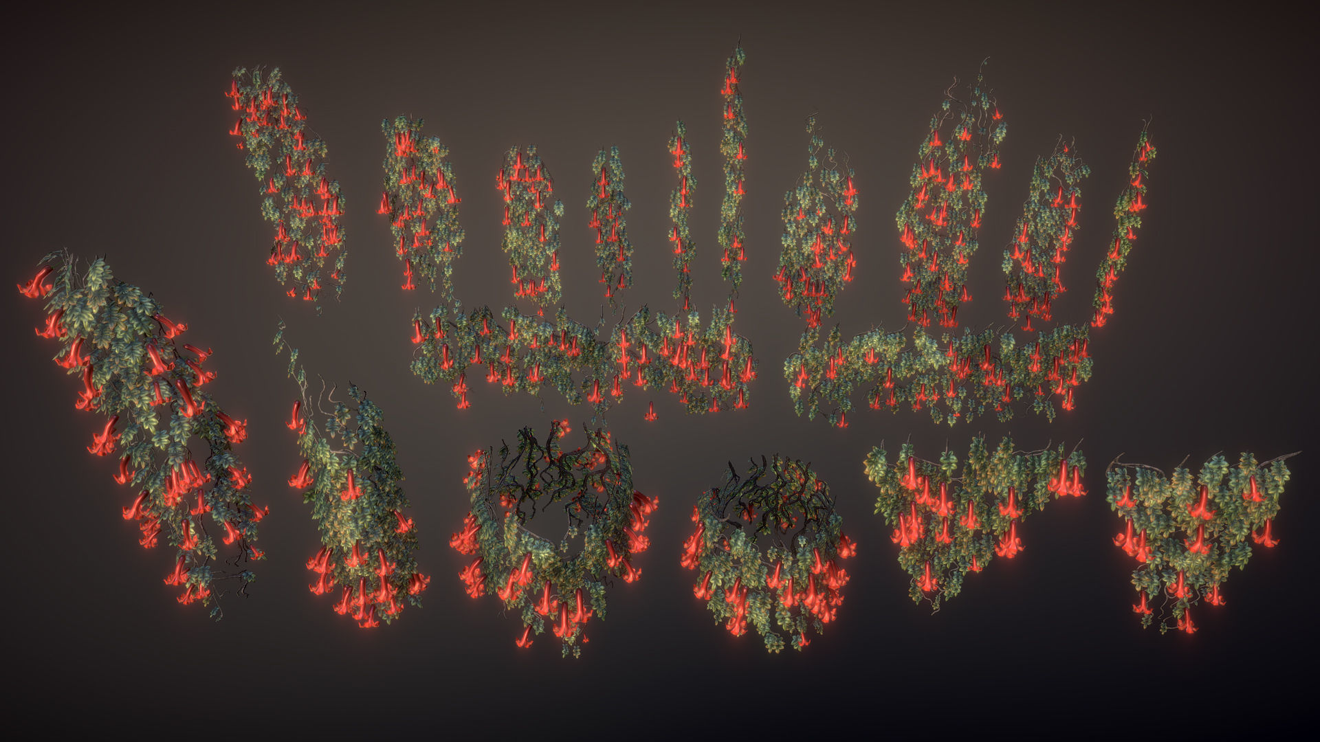 Flowering ivy Low-poly 3D model_9