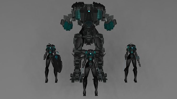 female warrior suits   Low-poly 3D model
