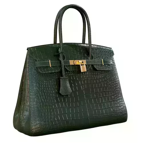 Hermes Birkin Bag Green Crocodile Leather Low-poly 3D model