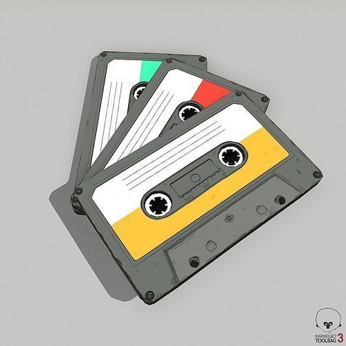 Stylized Textured Lowpoly cassette Low-poly 3D model