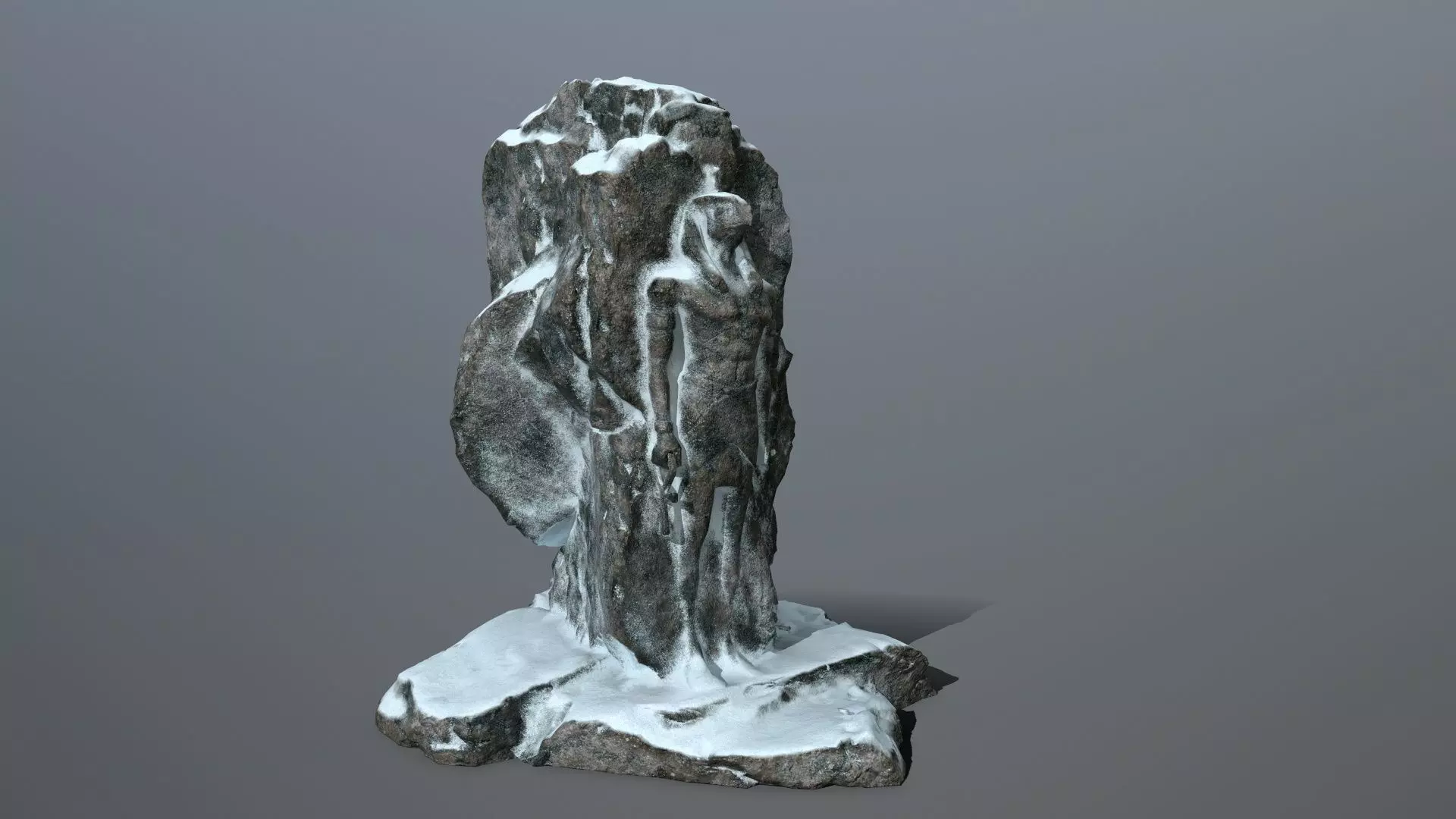 horus rock with snow Low-poly 3D model_0