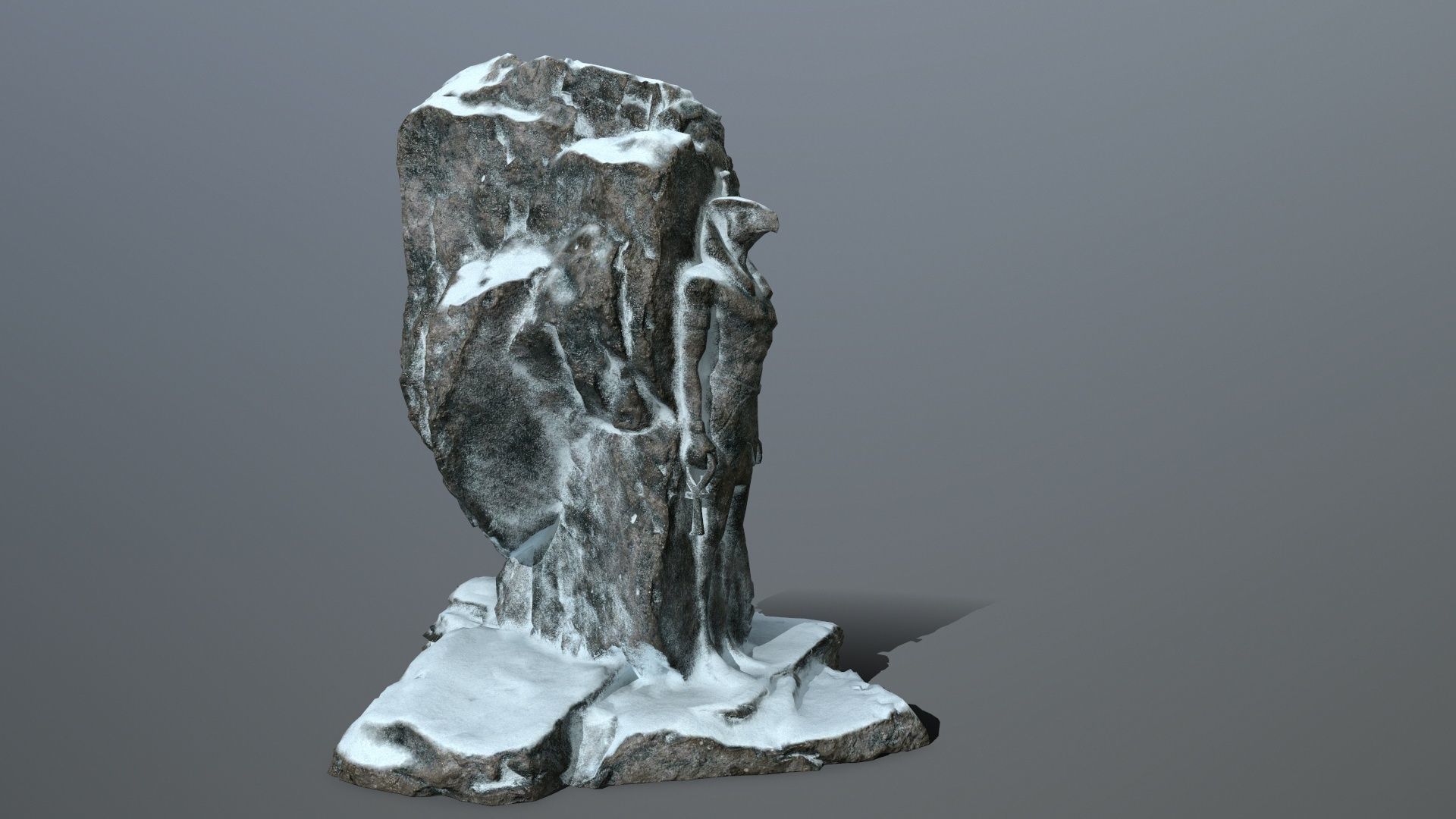 horus rock with snow Low-poly 3D model_1