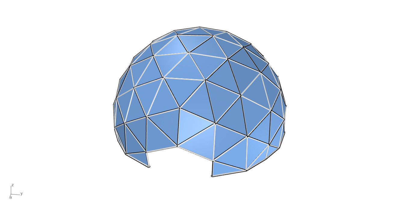 Geodesic Dome with Door Opening and Glass Panels v1 3D model_36
