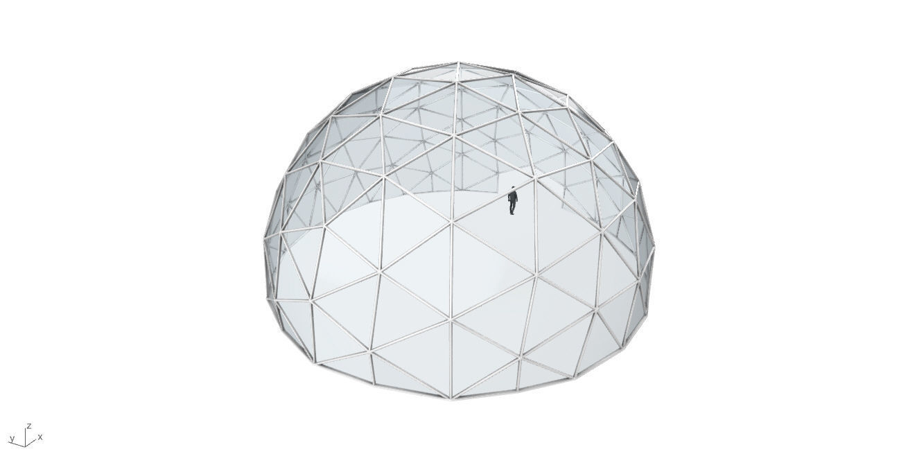 Geodesic Dome with Door Opening and Glass Panels v1 3D model_29