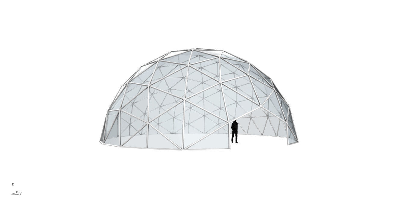Geodesic Dome with Door Opening and Glass Panels v1 3D model_18