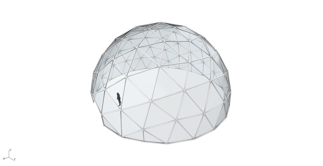 Geodesic Dome with Door Opening and Glass Panels v1 3D model_22