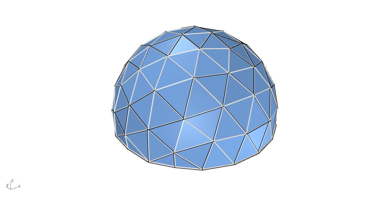 Geodesic Dome with Door Opening and Glass Panels v1 3D model_46