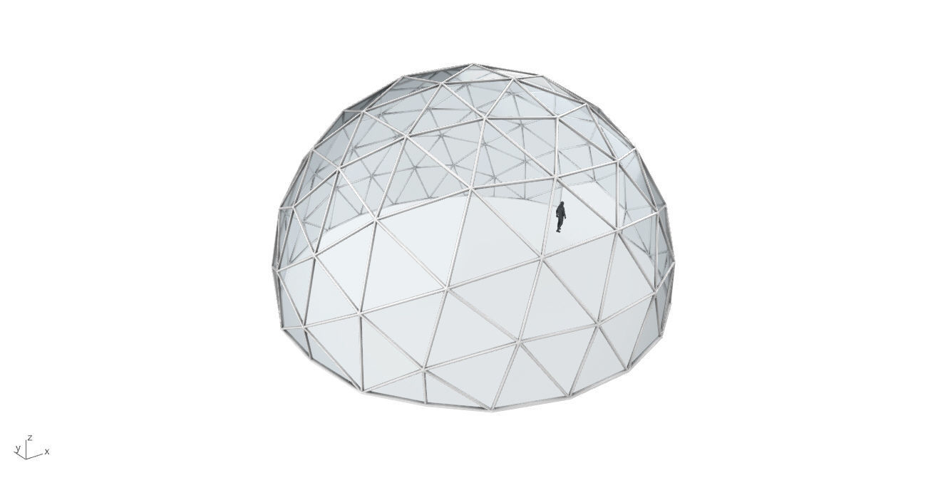 Geodesic Dome with Door Opening and Glass Panels v1 3D model_30