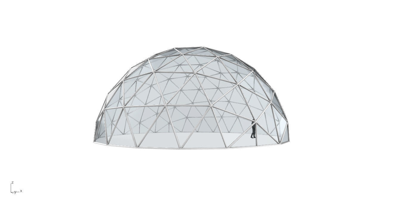 Geodesic Dome with Door Opening and Glass Panels v1 3D model_16