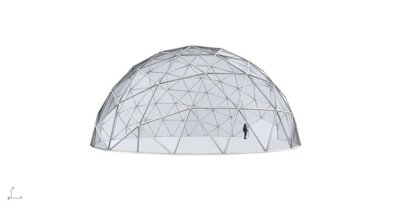 Geodesic Dome with Door Opening and Glass Panels v1 3D model_14