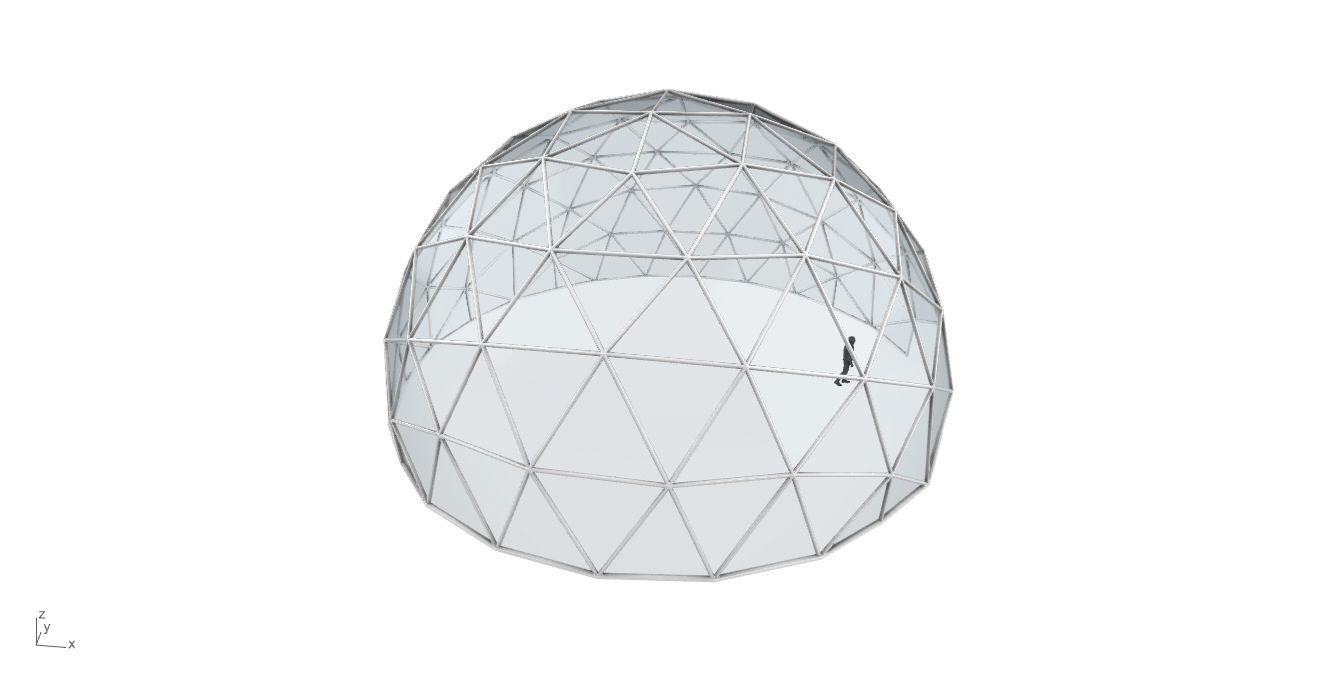 Geodesic Dome with Door Opening and Glass Panels v1 3D model_32