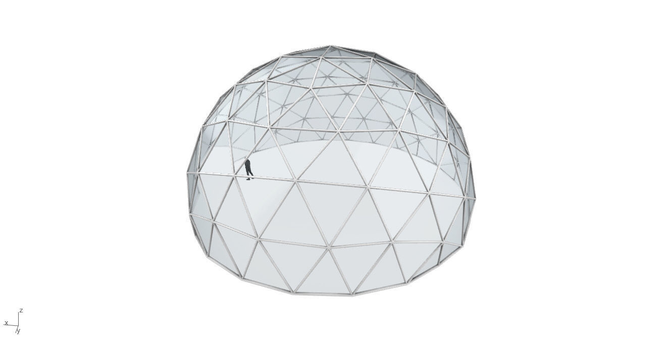 Geodesic Dome with Door Opening and Glass Panels v1 3D model_24
