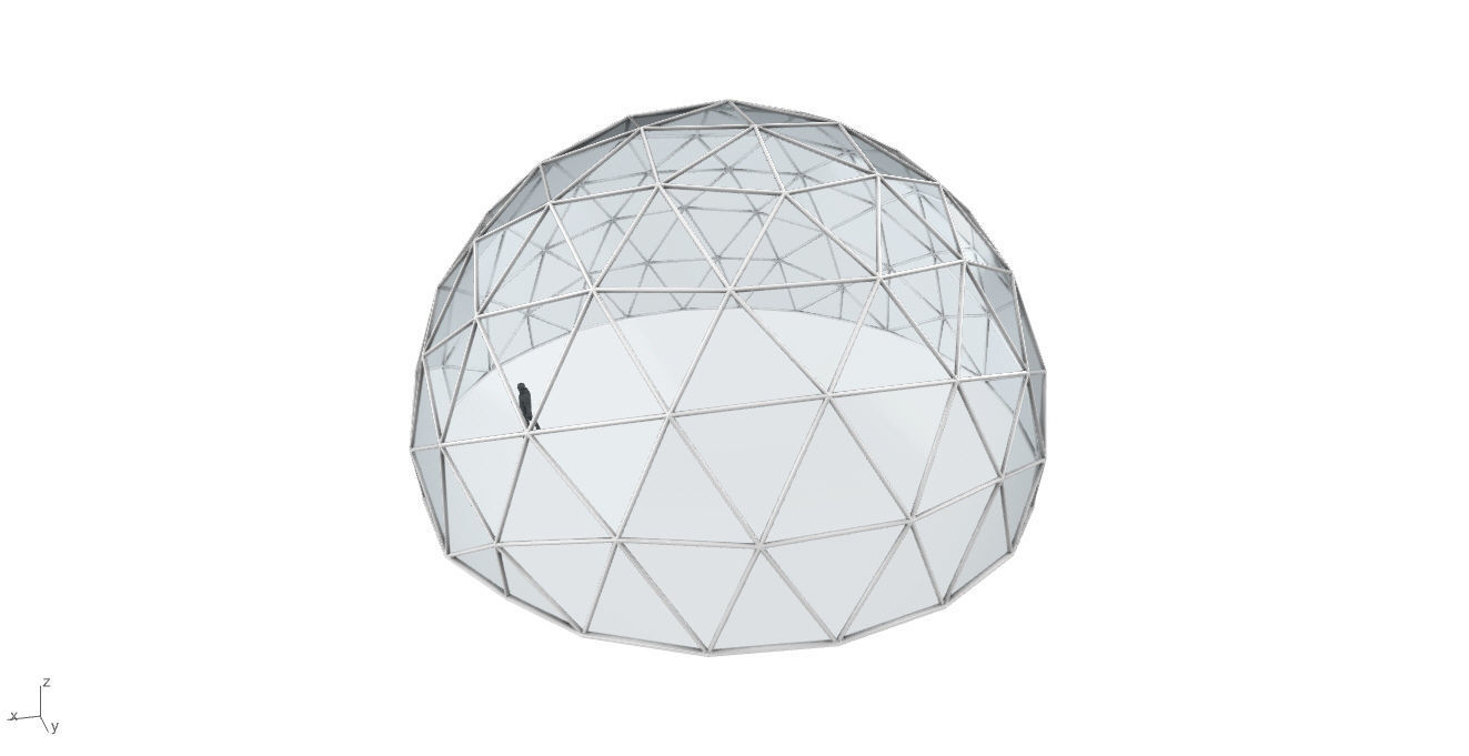 Geodesic Dome with Door Opening and Glass Panels v1 3D model_23