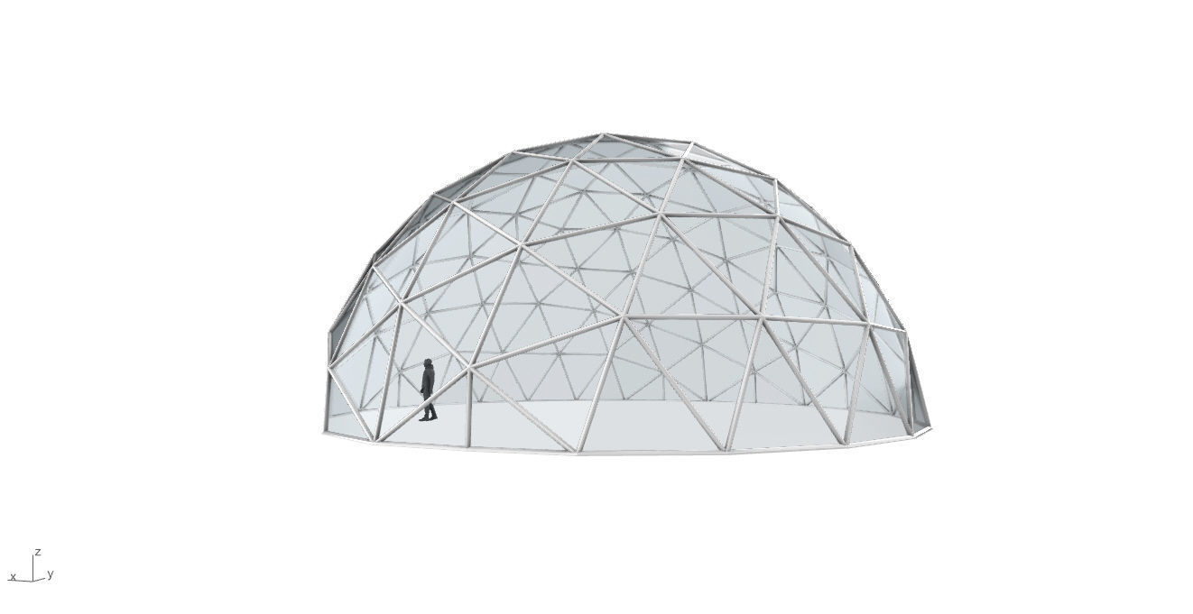 Geodesic Dome with Door Opening and Glass Panels v1 3D model_6