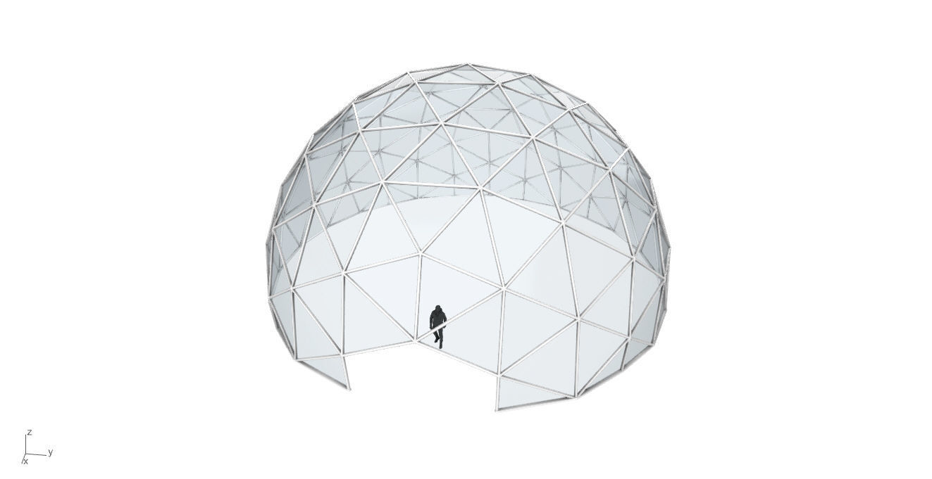 Geodesic Dome with Door Opening and Glass Panels v1 3D model_20