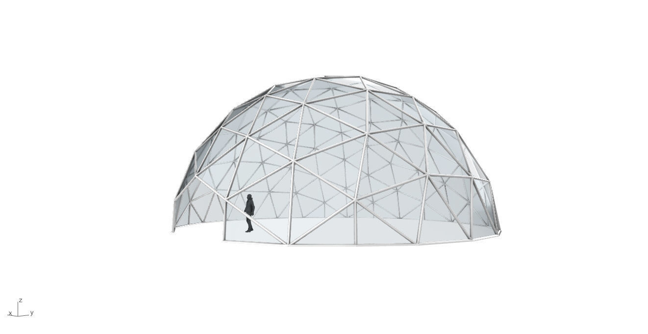 Geodesic Dome with Door Opening and Glass Panels v1 3D model_5