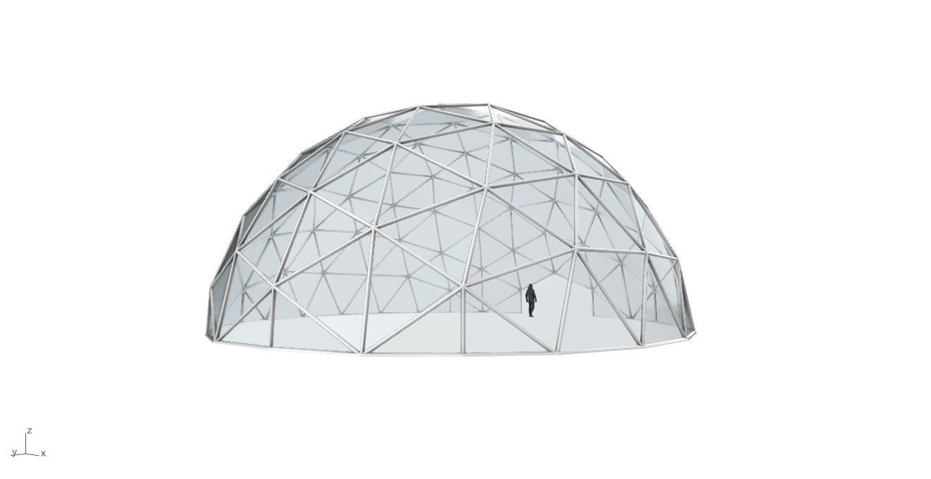 Geodesic Dome with Door Opening and Glass Panels v1 3D model_13
