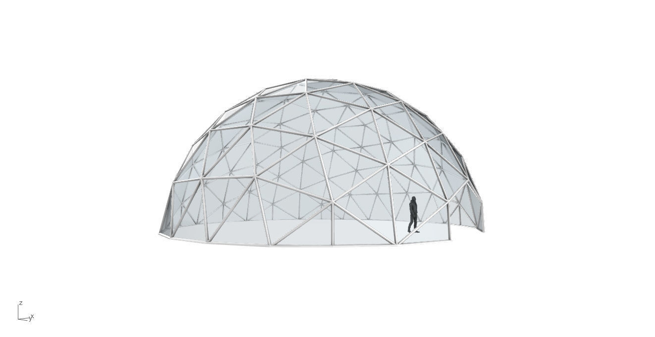 Geodesic Dome with Door Opening and Glass Panels v1 3D model_17
