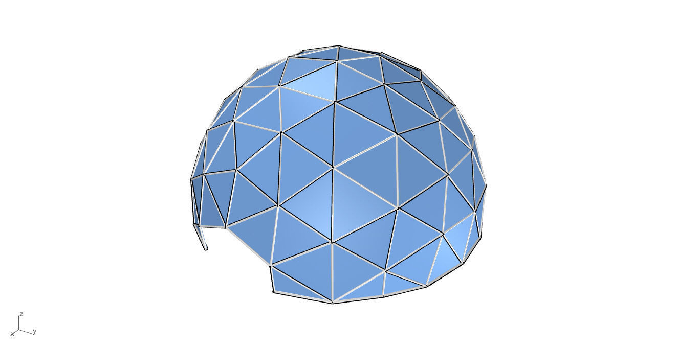 Geodesic Dome with Door Opening and Glass Panels v1 3D model_37