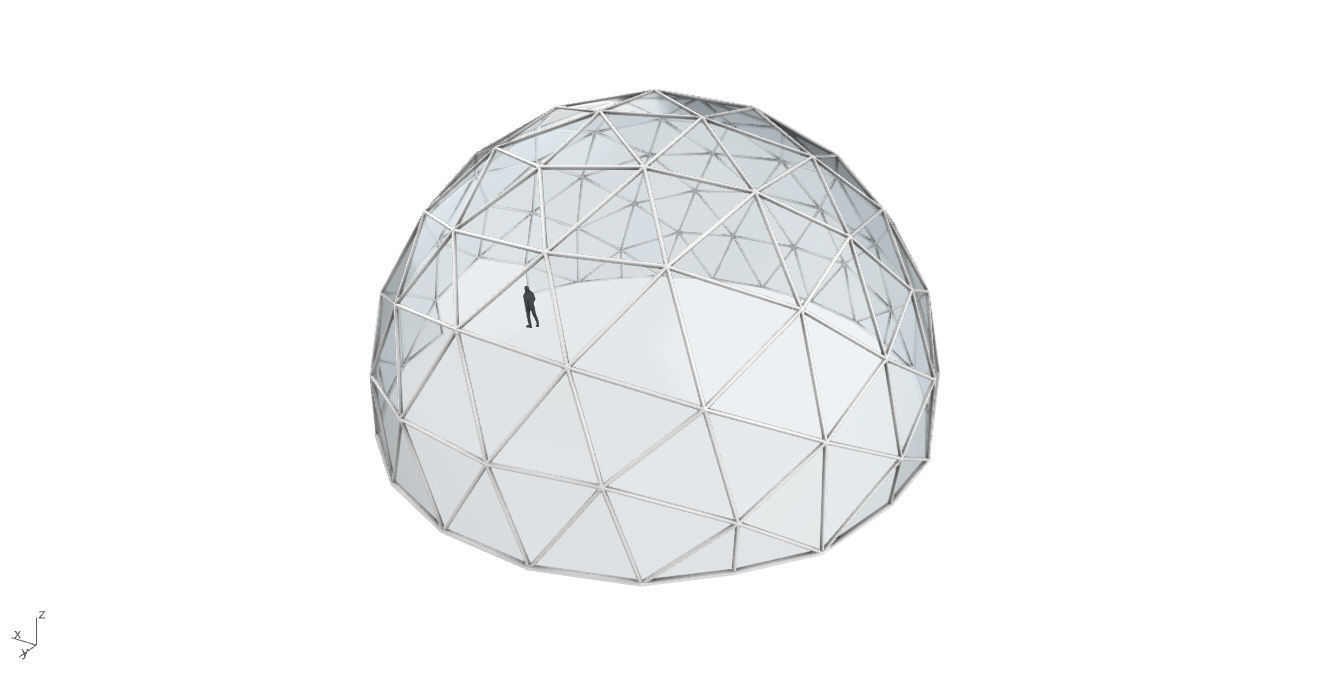 Geodesic Dome with Door Opening and Glass Panels v1 3D model_25