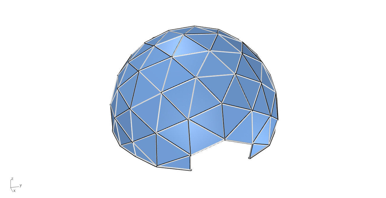 Geodesic Dome with Door Opening and Glass Panels v1 3D model_35