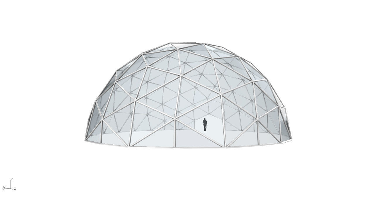 Geodesic Dome with Door Opening and Glass Panels v1 3D model_12
