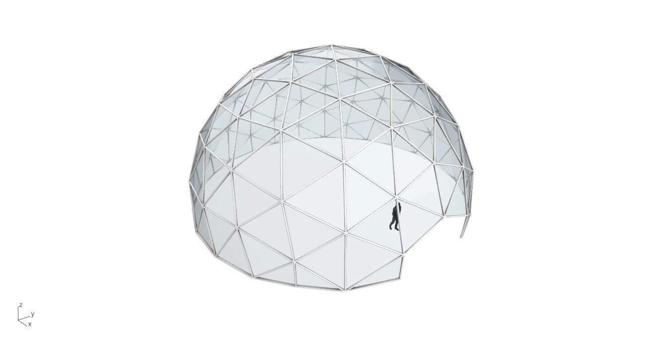 Geodesic Dome with Door Opening and Glass Panels v1 3D model_34