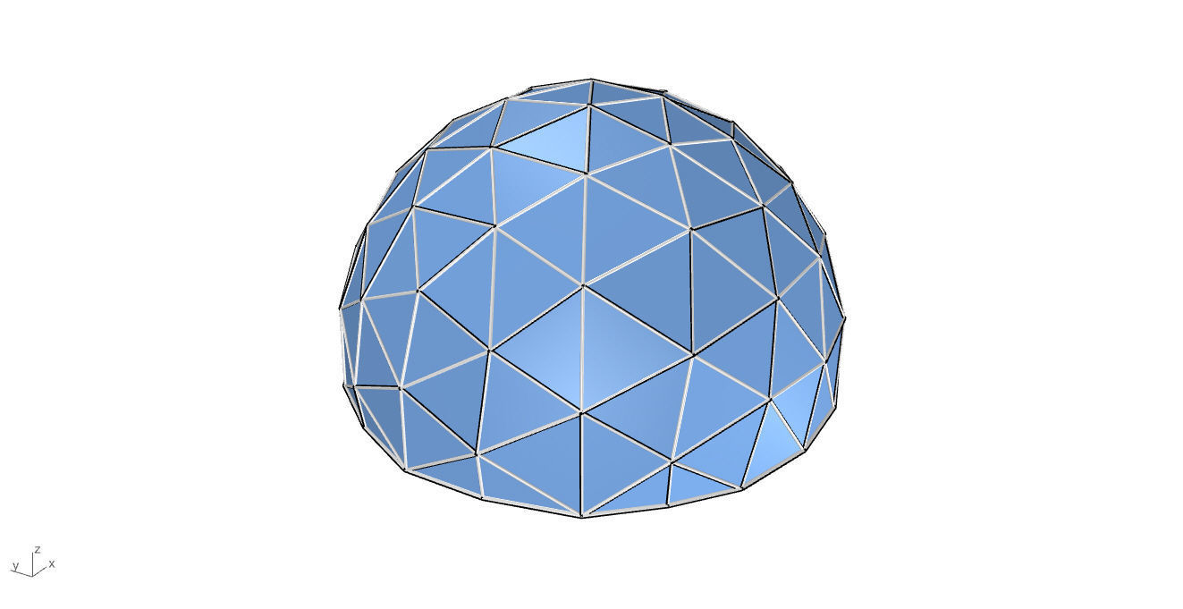 Geodesic Dome with Door Opening and Glass Panels v1 3D model_45