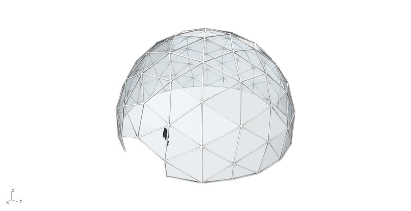 Geodesic Dome with Door Opening and Glass Panels v1 3D model_21