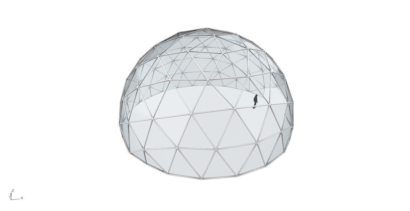 Geodesic Dome with Door Opening and Glass Panels v1 3D model_31