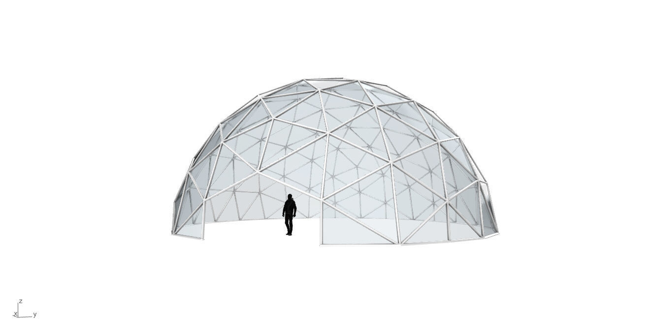 Geodesic Dome with Door Opening and Glass Panels v1 3D model_4