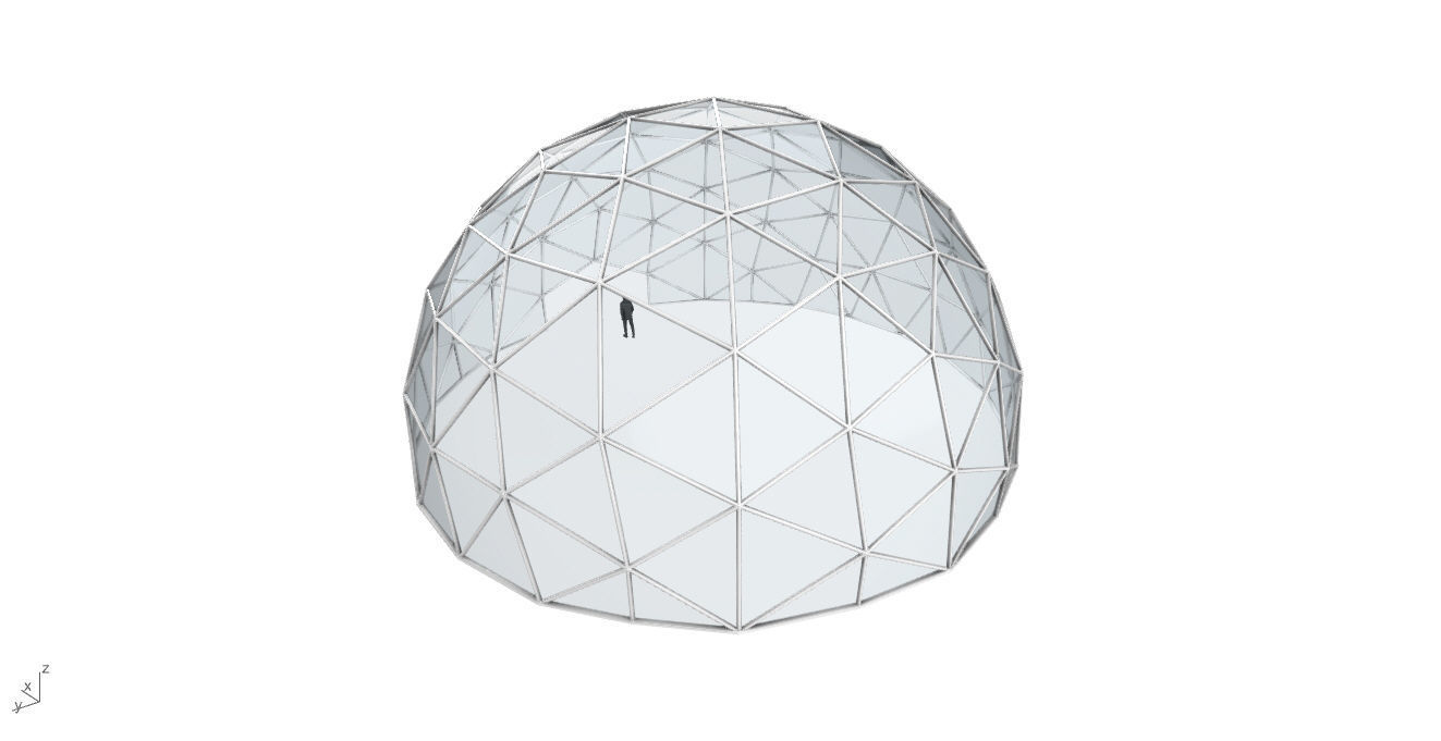 Geodesic Dome with Door Opening and Glass Panels v1 3D model_26