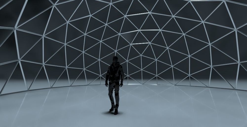 Geodesic Dome with Door Opening and Glass Panels v1 3D model_2