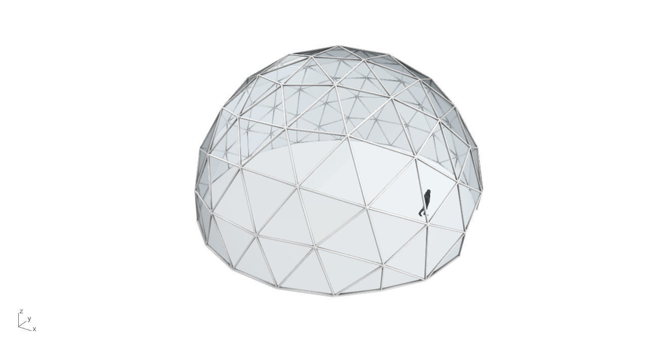 Geodesic Dome with Door Opening and Glass Panels v1 3D model_33