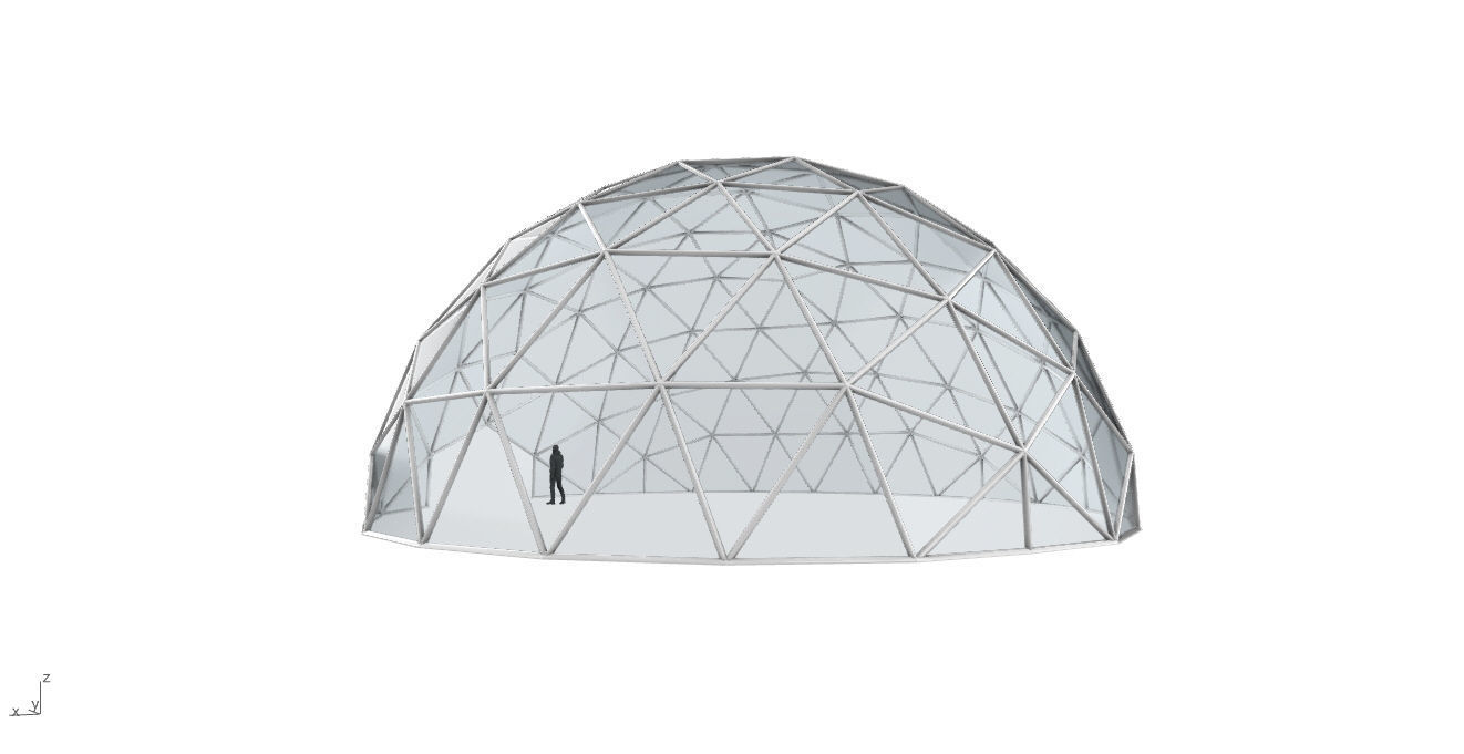 Geodesic Dome with Door Opening and Glass Panels v1 3D model_8