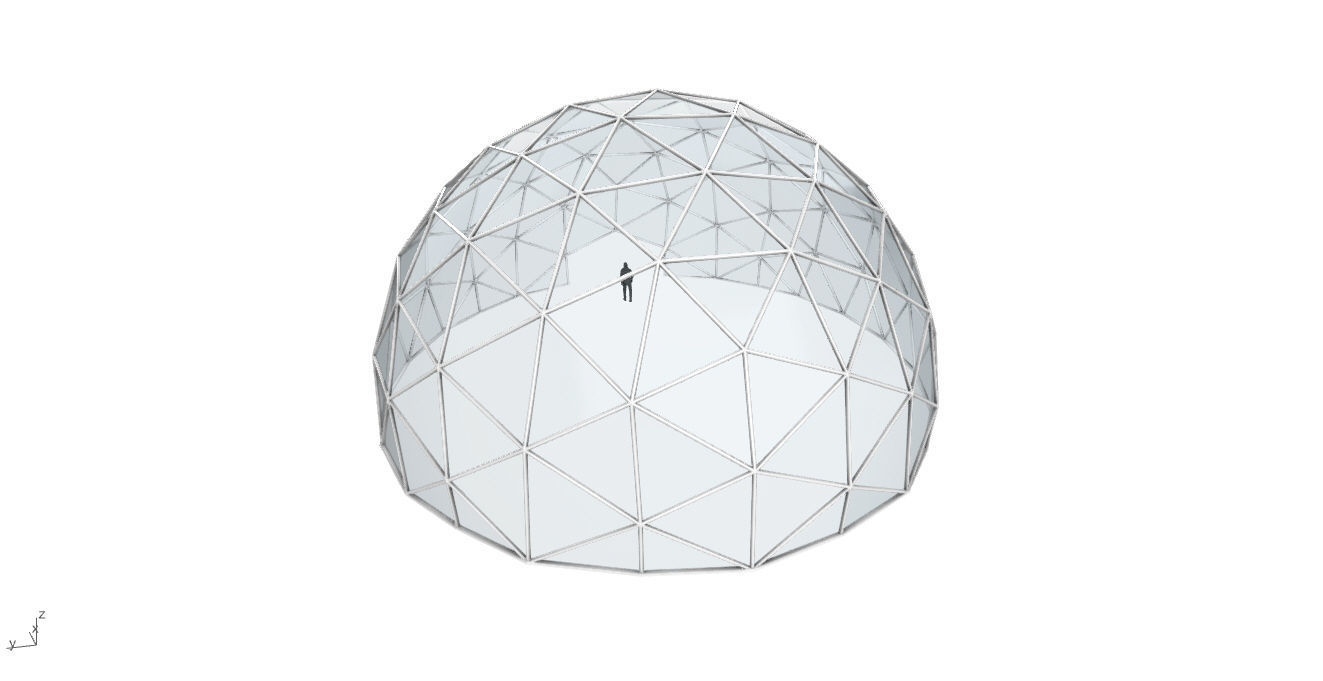 Geodesic Dome with Door Opening and Glass Panels v1 3D model_27