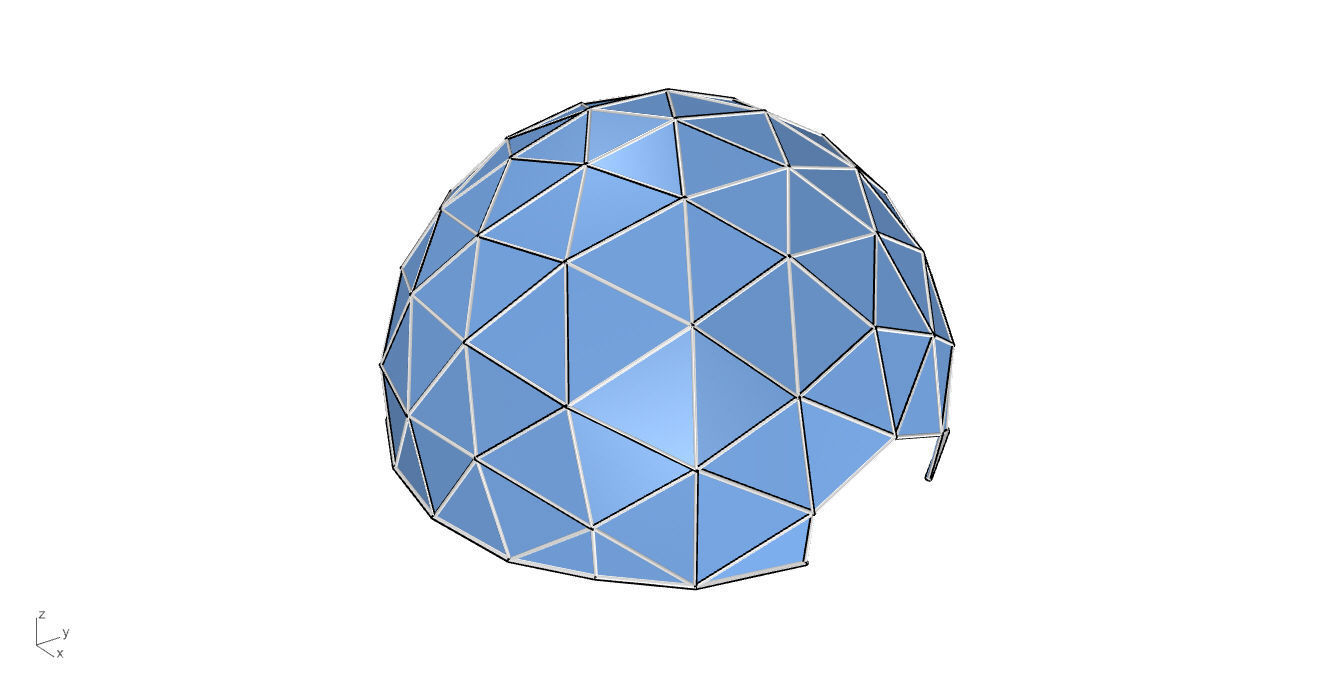Geodesic Dome with Door Opening and Glass Panels v1 3D model_50