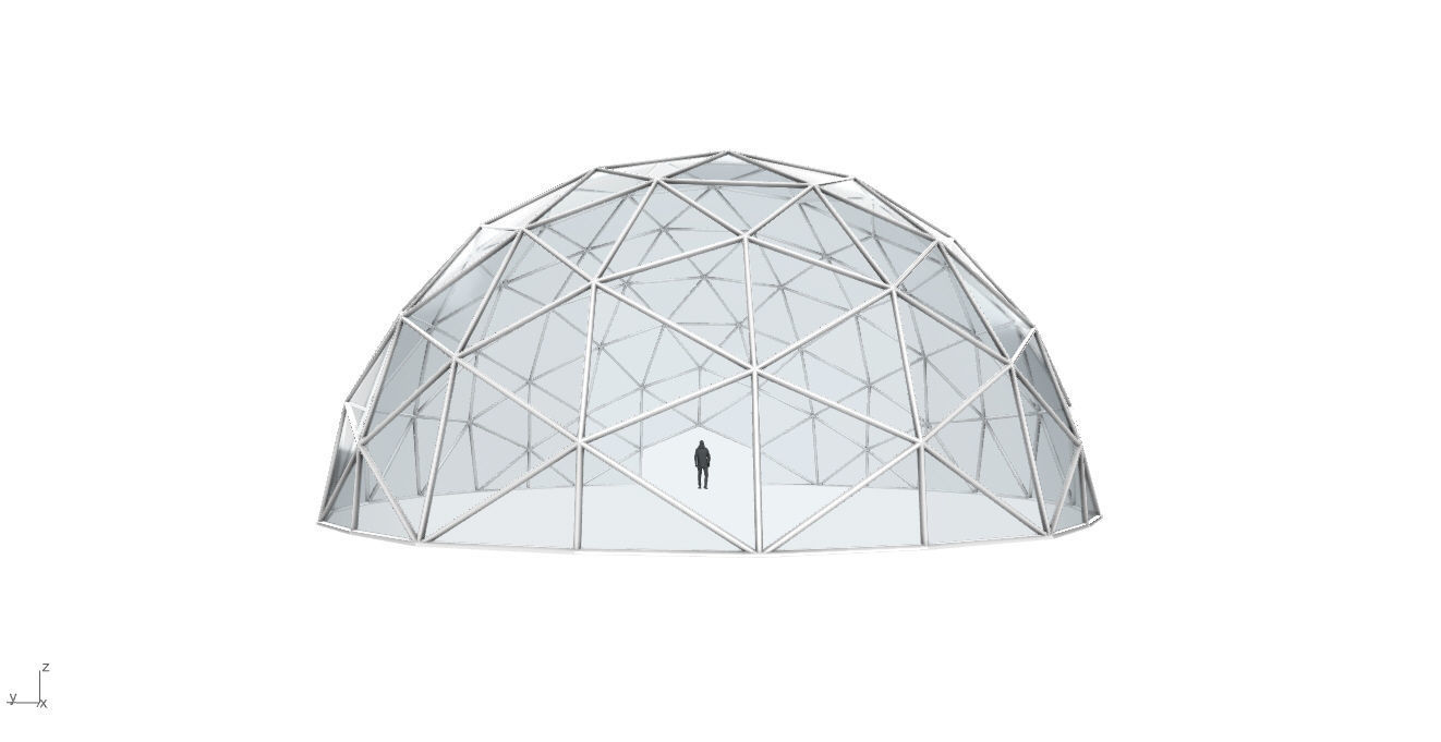 Geodesic Dome with Door Opening and Glass Panels v1 3D model_11