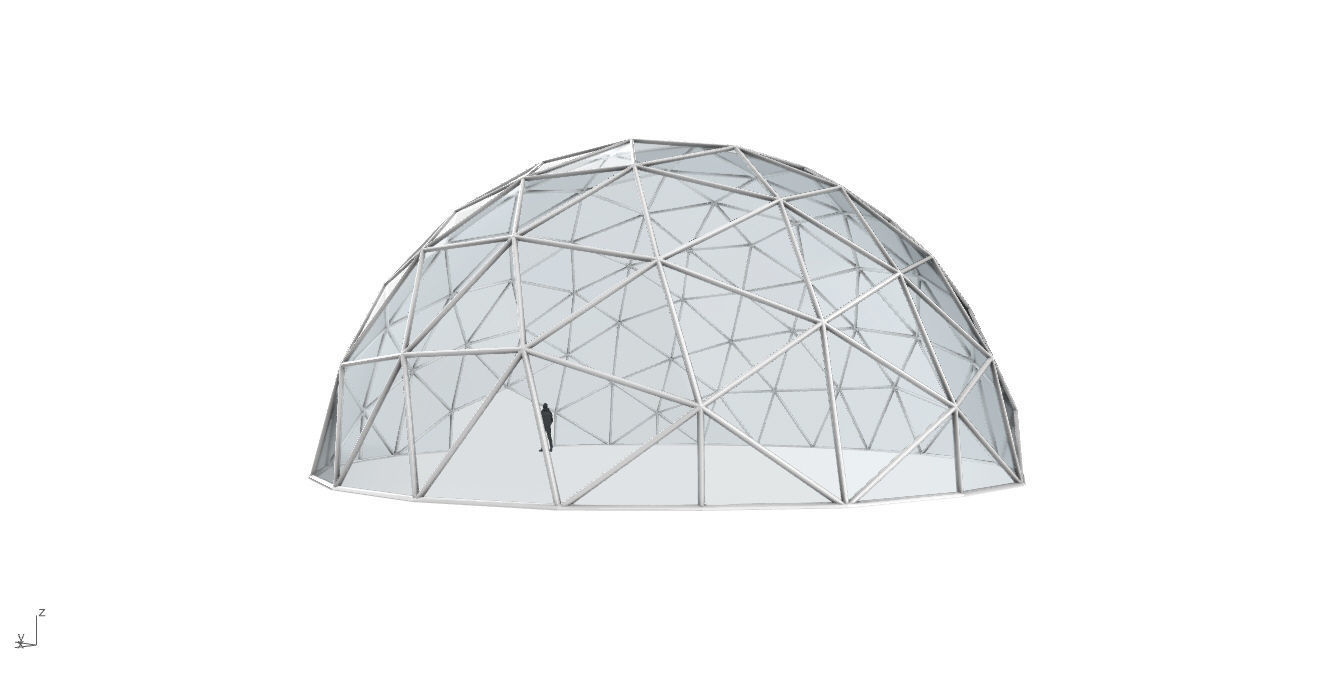 Geodesic Dome with Door Opening and Glass Panels v1 3D model_9