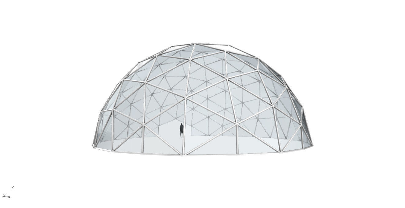 Geodesic Dome with Door Opening and Glass Panels v1 3D model_10