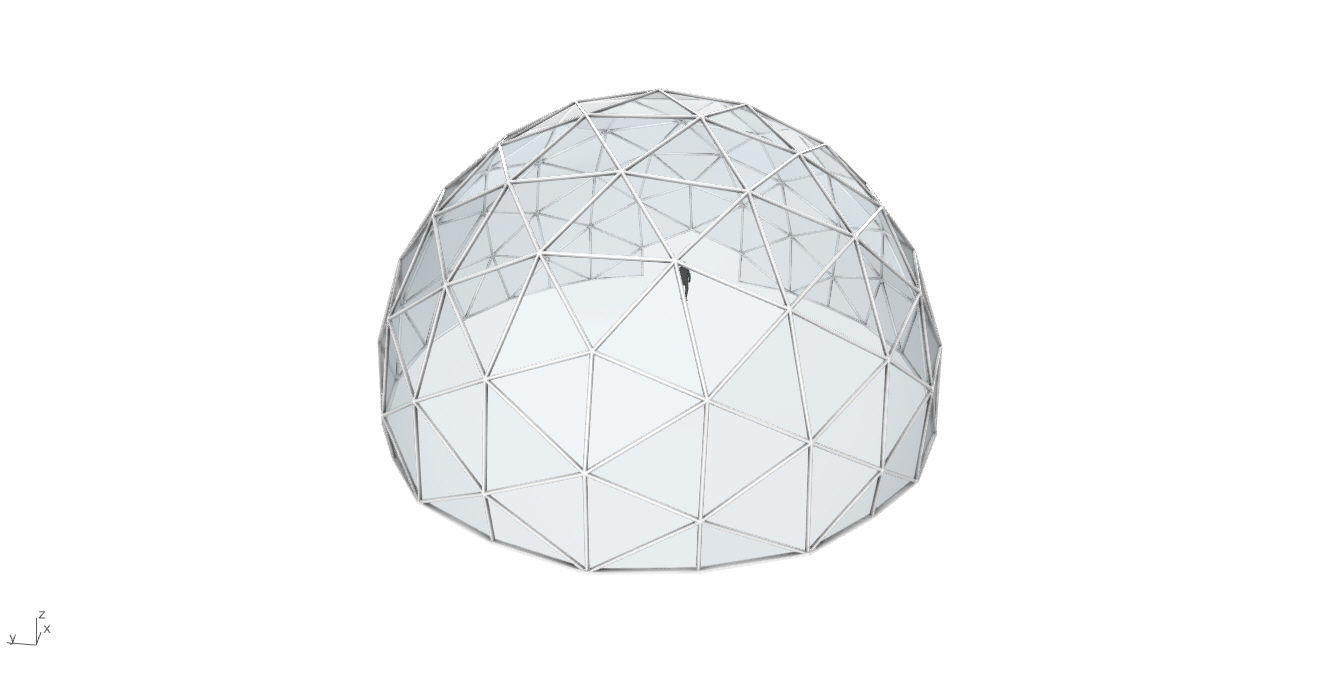 Geodesic Dome with Door Opening and Glass Panels v1 3D model_28
