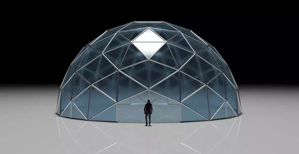 Geodesic Dome with Door Opening and Glass Panels v1 3D model_0