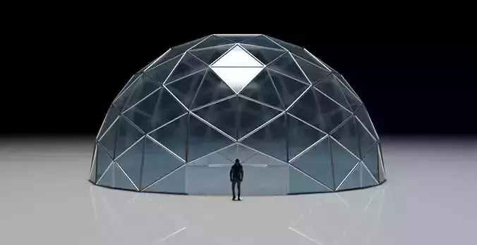 Geodesic Dome with Door Opening and Glass Panels v1 3D model